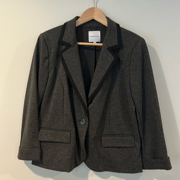 Catherine Malandrino Large Charcoal Gray 3/4 Length Sleeve Blazer Jacket - Picture 1 of 10